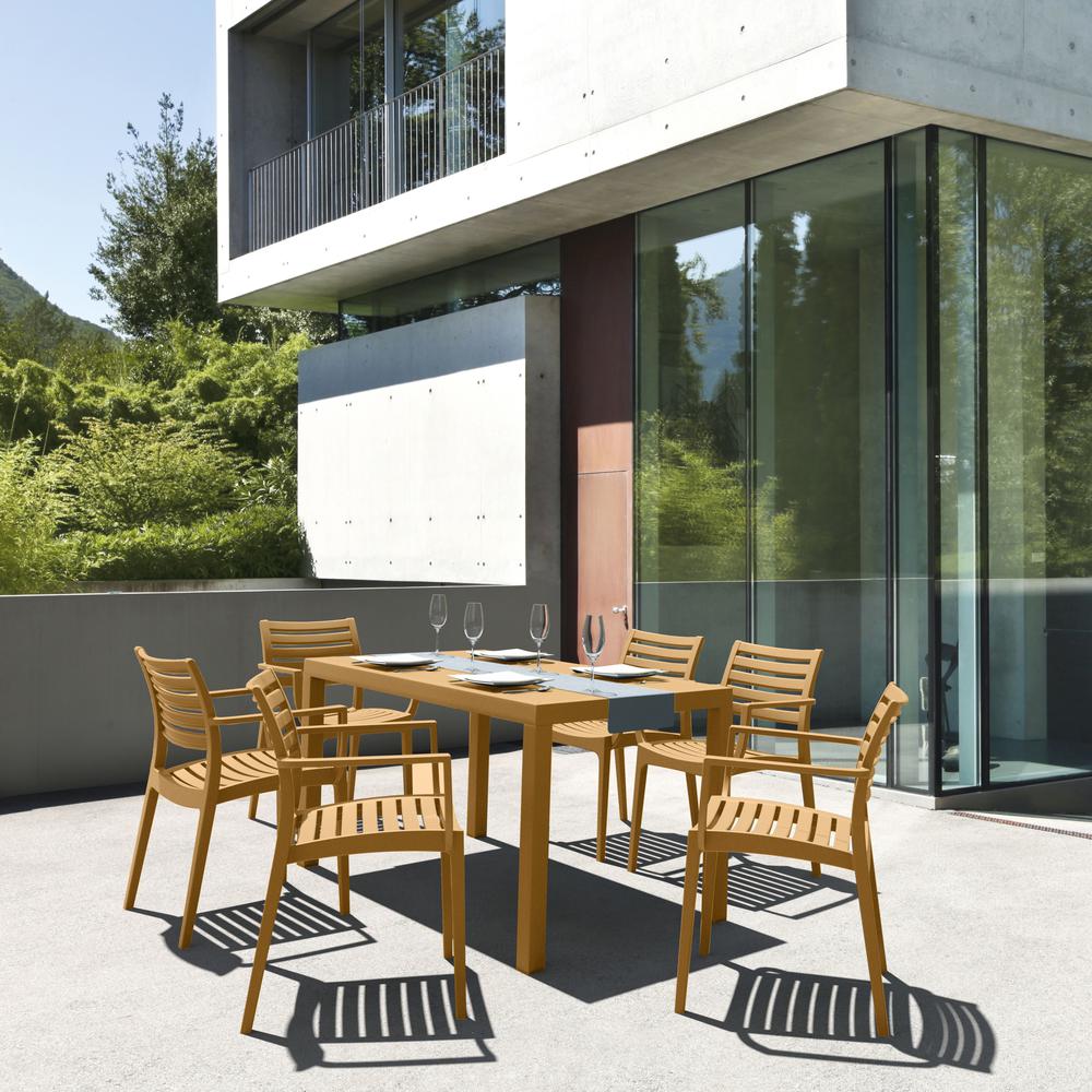 Artemis Outdoor Dining Arm Chair Teak Brown, Set of 2. Picture 8