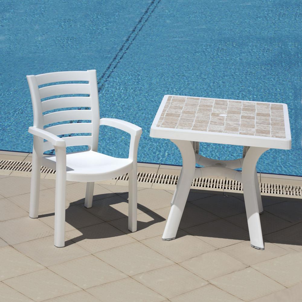 Marina Resin Dining Arm Chair White, Set of 2. Picture 2