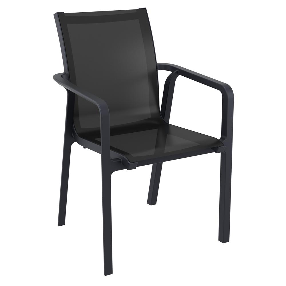 Pacific 5 Piece Dining set with Extension Table and Sling Arm Chairs Black Frame Black Sling. Picture 2