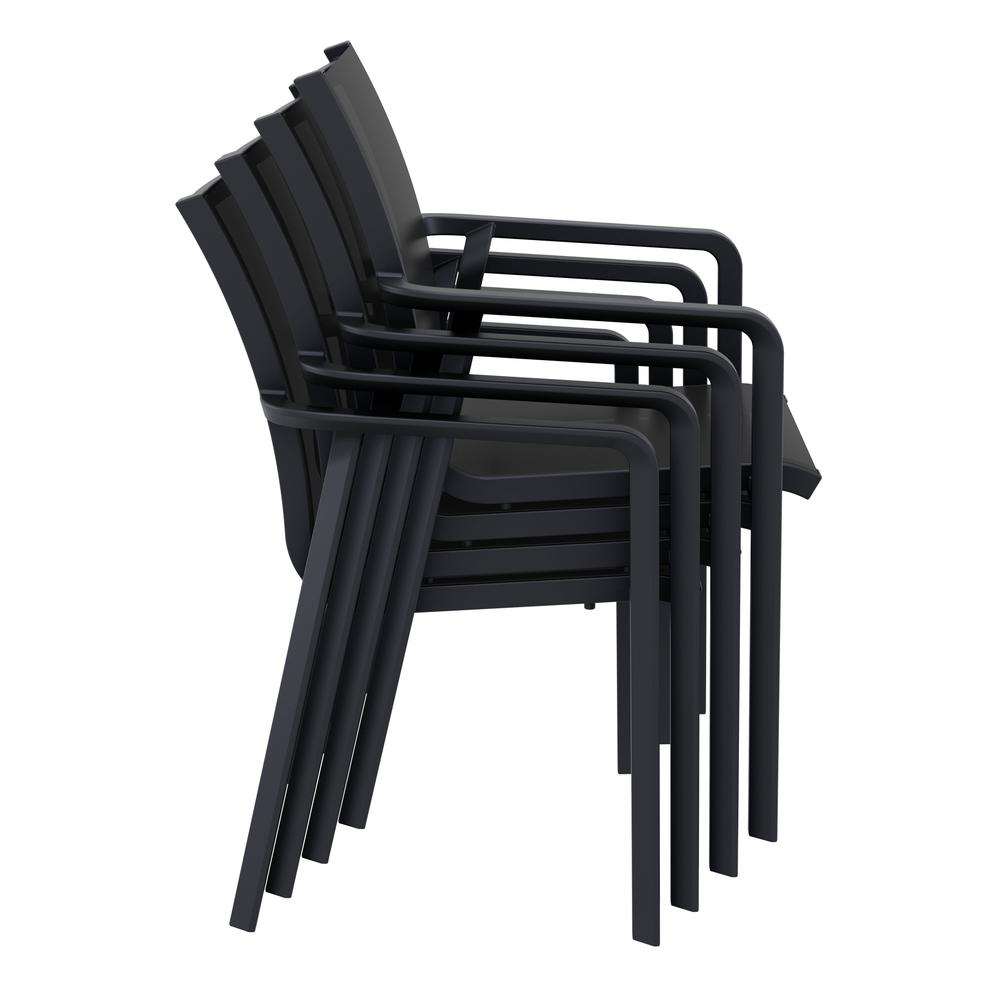 Pacific 5 Piece Dining set with Extension Table and Sling Arm Chairs Black Frame Black Sling. Picture 5