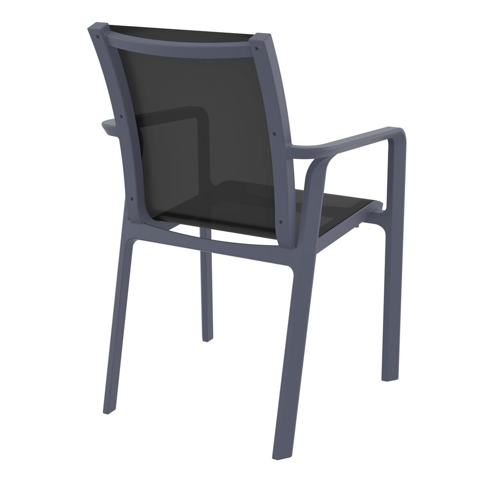 Pacific Sling Arm Chair Dark Gray Frame Black Sling, Set of 2. Picture 3