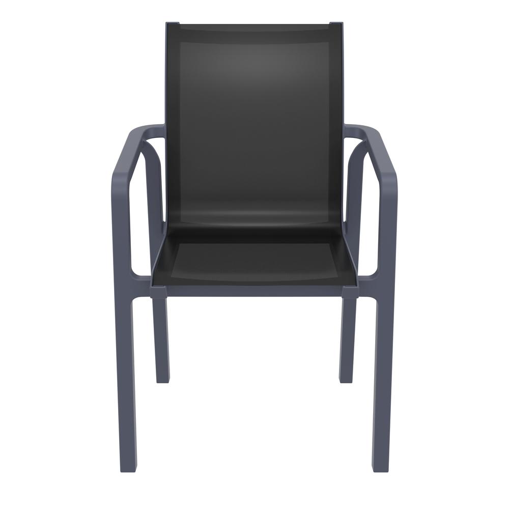 Pacific Sling Arm Chair Dark Gray Frame Black Sling, Set of 2. Picture 4