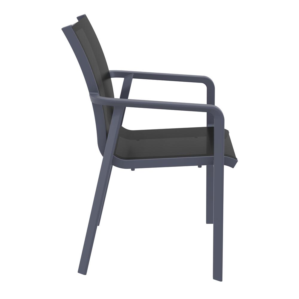 Pacific Sling Arm Chair Dark Gray Frame Black Sling, Set of 2. Picture 5