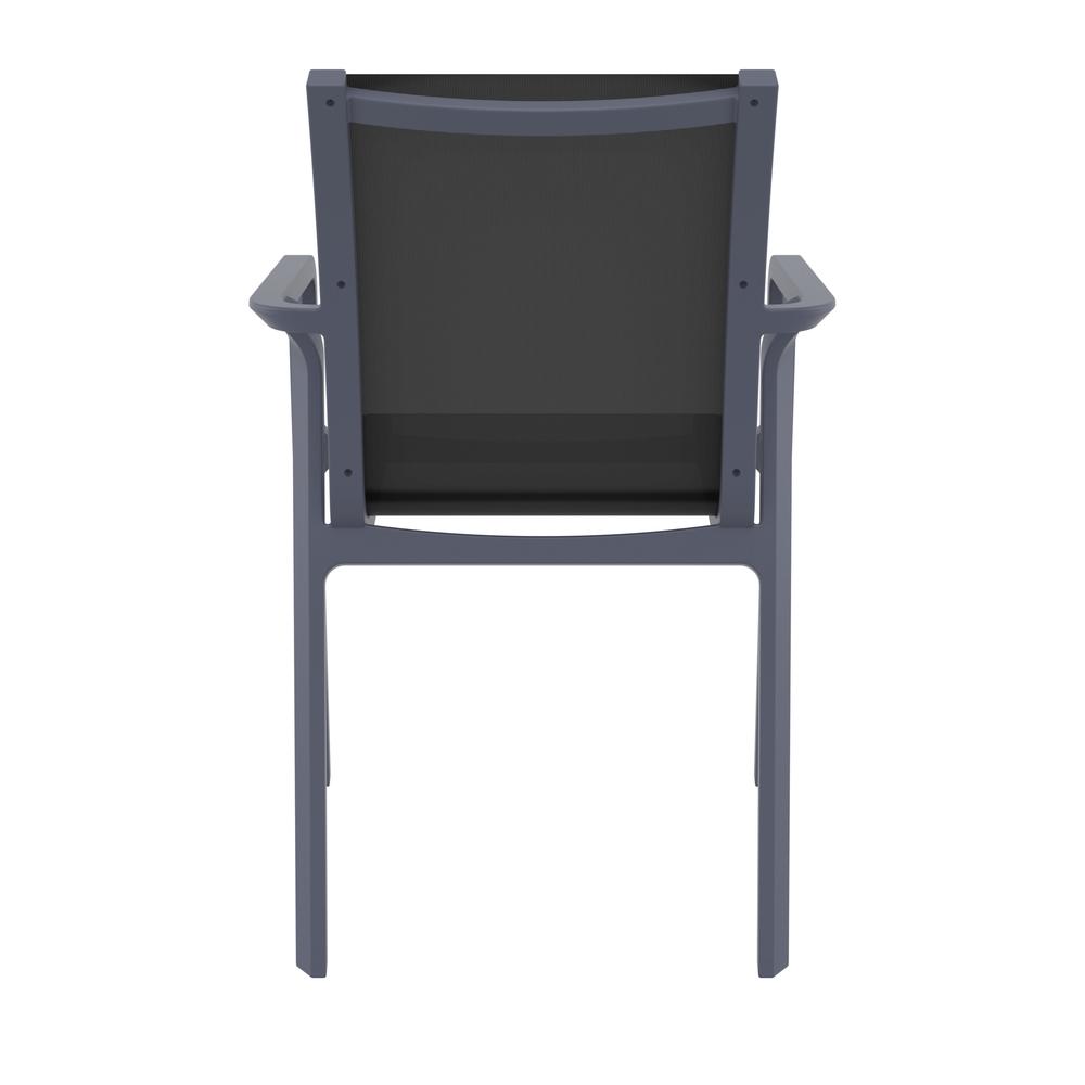 Pacific Sling Arm Chair Dark Gray Frame Black Sling, Set of 2. Picture 6