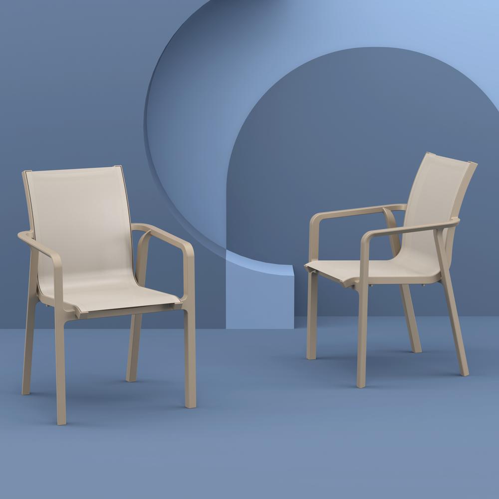 Pacific Sling Arm Chair Taupe Frame Taupe Sling, Set of 2. Picture 3