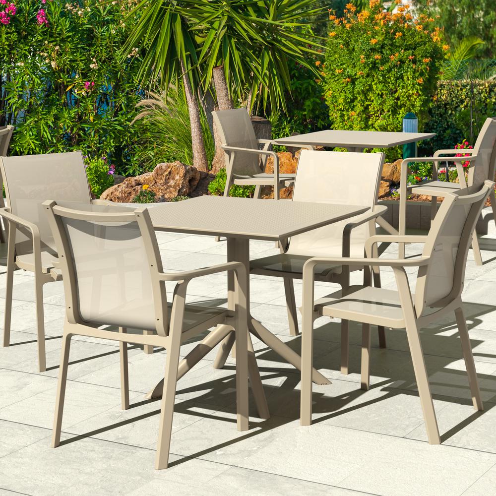 Pacific Sling Arm Chair Taupe Frame Taupe Sling, Set of 2. Picture 11
