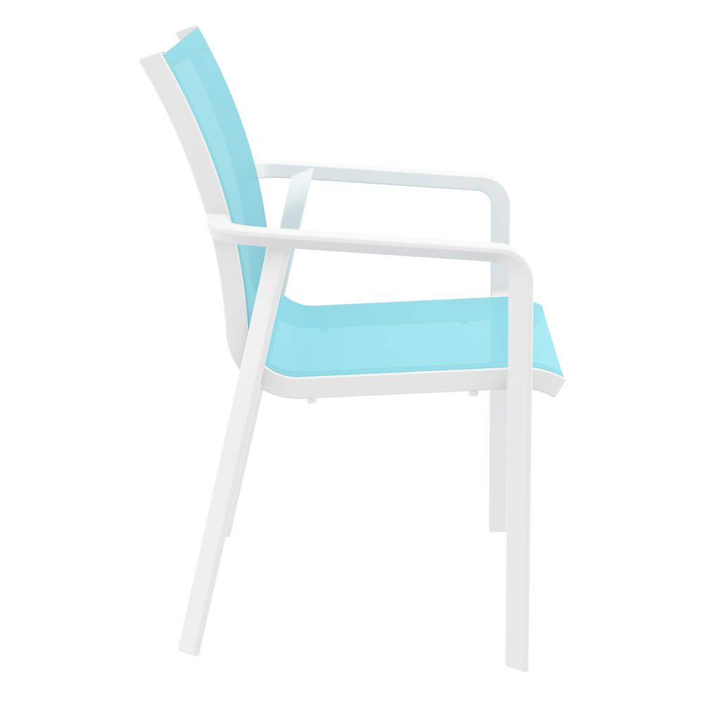 Pacific Sling Arm Chair White Frame Turquiose Sling, Set of 2. Picture 4