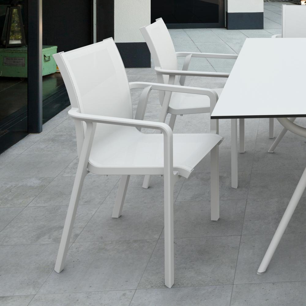Pacific Sling Arm Chair White Frame White Sling, Set of 2. Picture 9