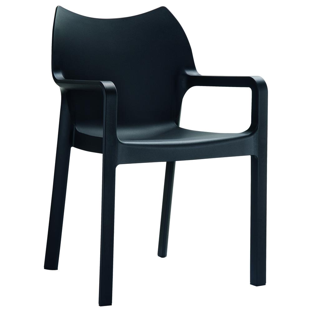 Diva Resin Outdoor Dining Arm Chair Black, Set of 2. Picture 1