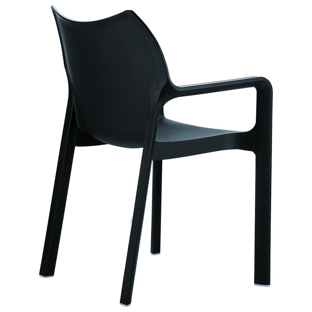 Diva Resin Outdoor Dining Arm Chair Black, Set of 2. Picture 2