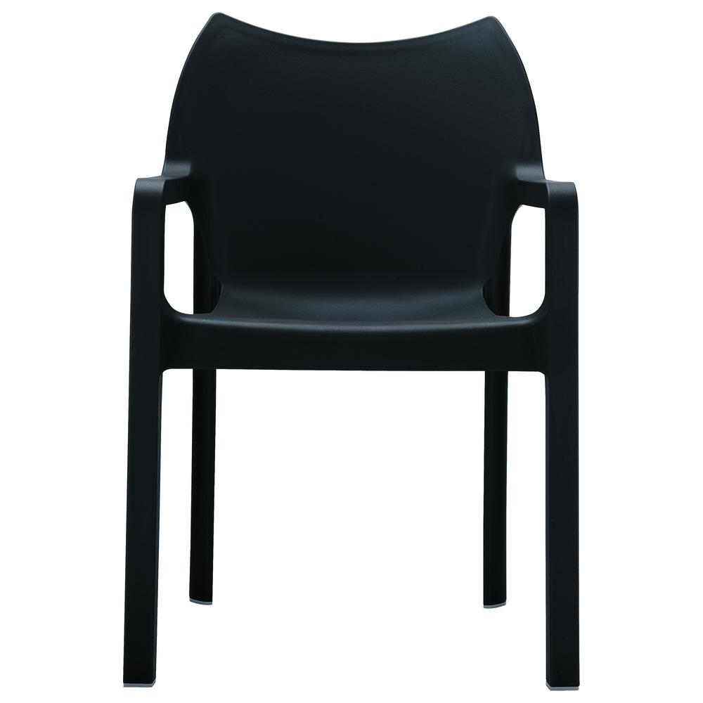 Diva Resin Outdoor Dining Arm Chair Black, Set of 2. Picture 3