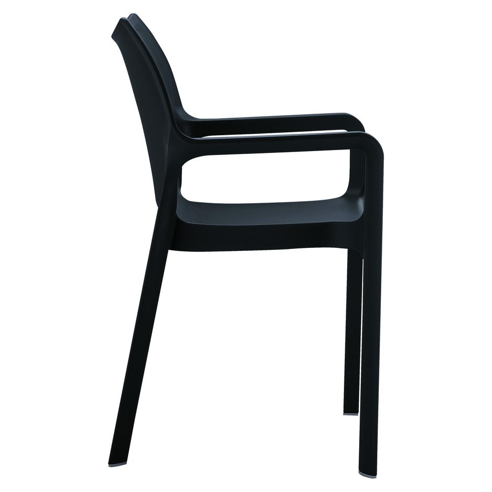Diva Resin Outdoor Dining Arm Chair Black, Set of 2. Picture 4
