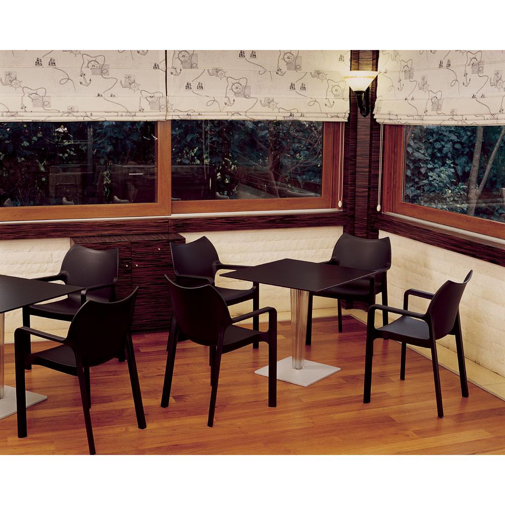 Diva Resin Outdoor Dining Arm Chair Black, Set of 2. Picture 6