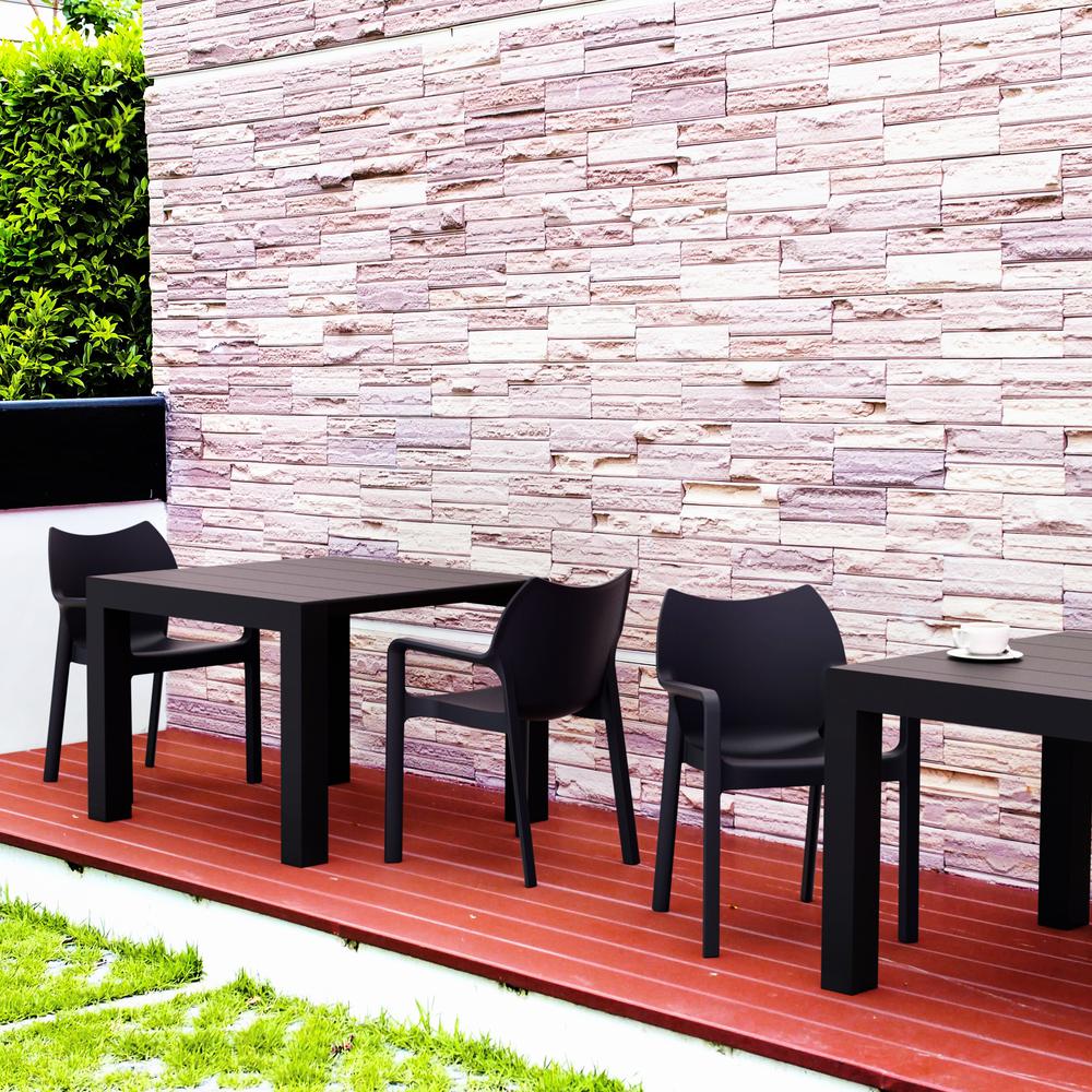 Diva Resin Outdoor Dining Arm Chair Black, Set of 2. Picture 8