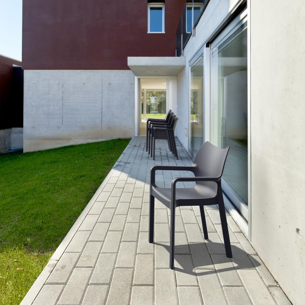 Resin Outdoor Dining Arm Chair, Set of 2, Dark Gray, Belen Kox. Picture 6