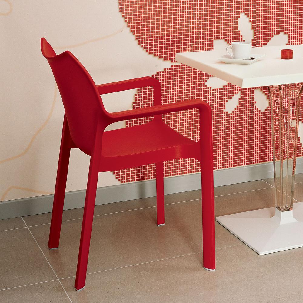 Diva Resin Outdoor Dining Arm Chair Red, Set of 2. Picture 4