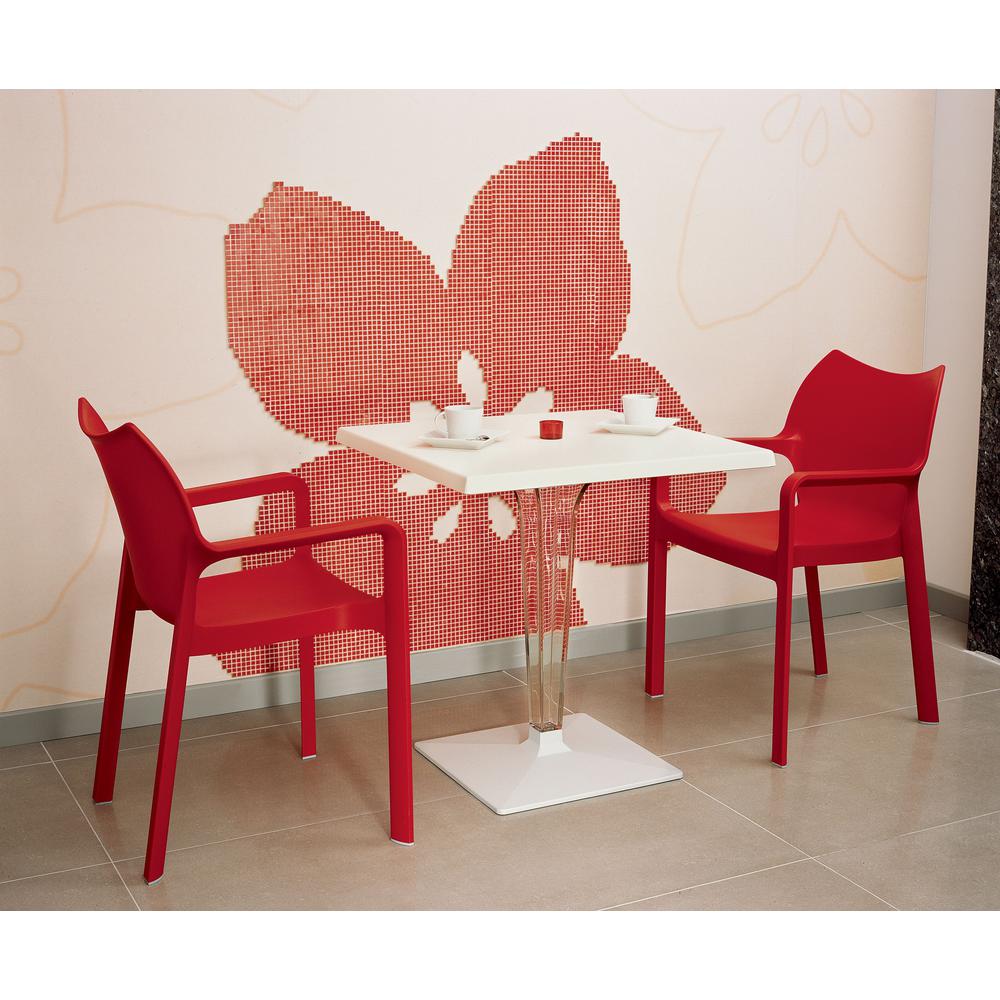 Diva Resin Outdoor Dining Arm Chair Red, Set of 2. Picture 5