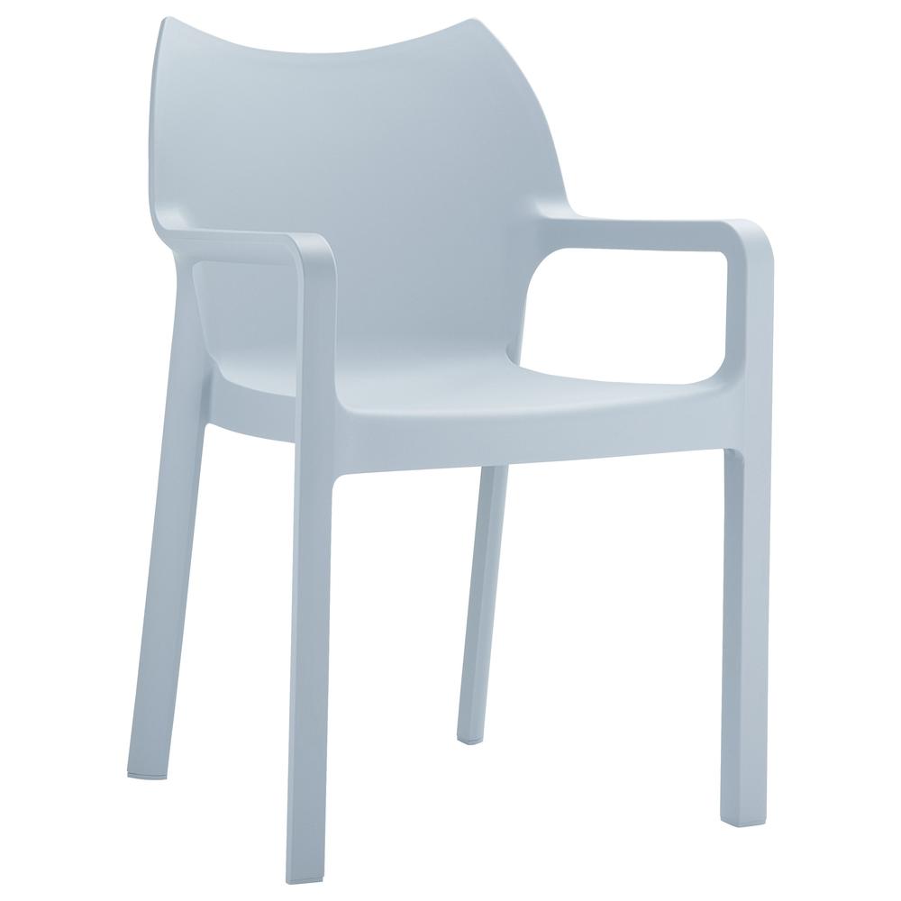 Diva Resin Outdoor Dining Arm Chair Silver, Set of 2. Picture 1