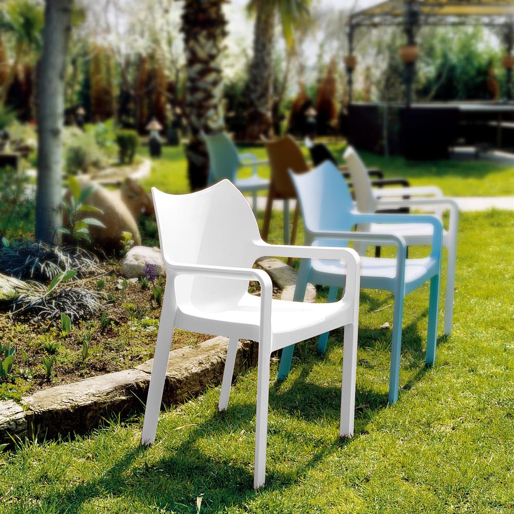 Resin Outdoor Dining Arm Chair, Set of 2, White, Belen Kox. Picture 4