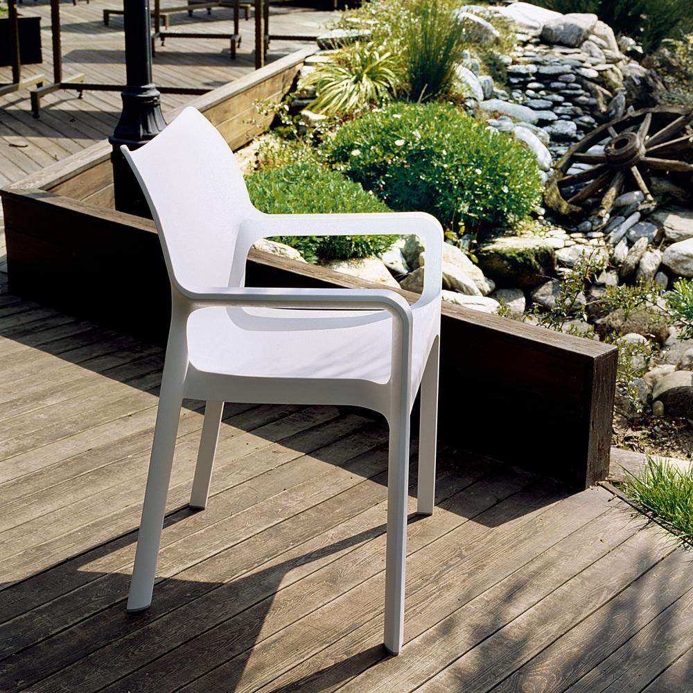 Resin Outdoor Dining Arm Chair, Set of 2, White, Belen Kox. Picture 5