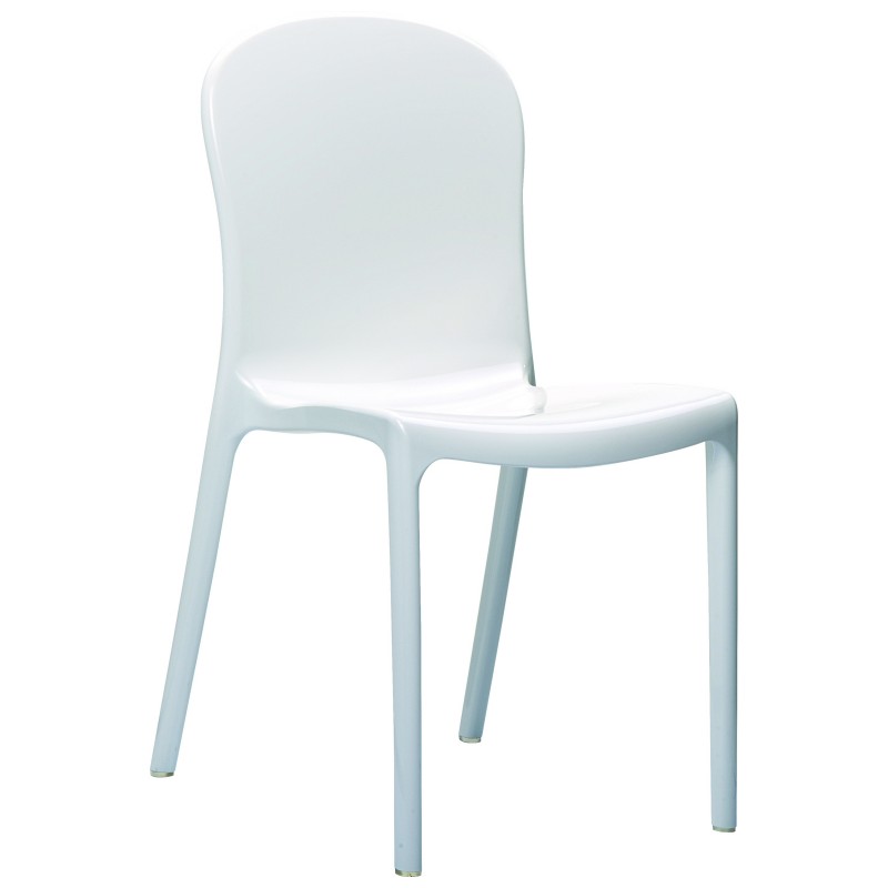 Victoria Polycarbonate Modern Dining Chair Glossy White, Set of 2. Picture 1