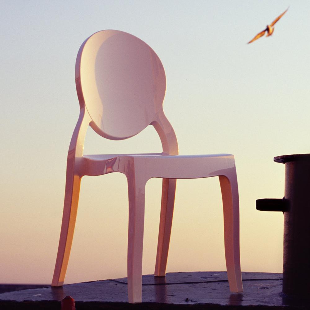 Elizabeth Polycarbonate Dining Chair Glossy White, Set of 2. Picture 2