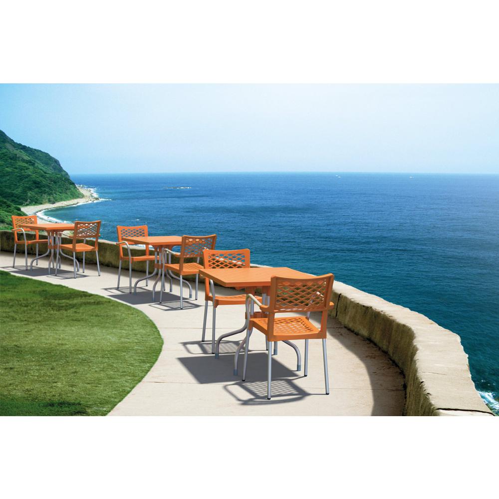 Bella Resin Dining Arm Chair Orange Set of 4. Picture 5