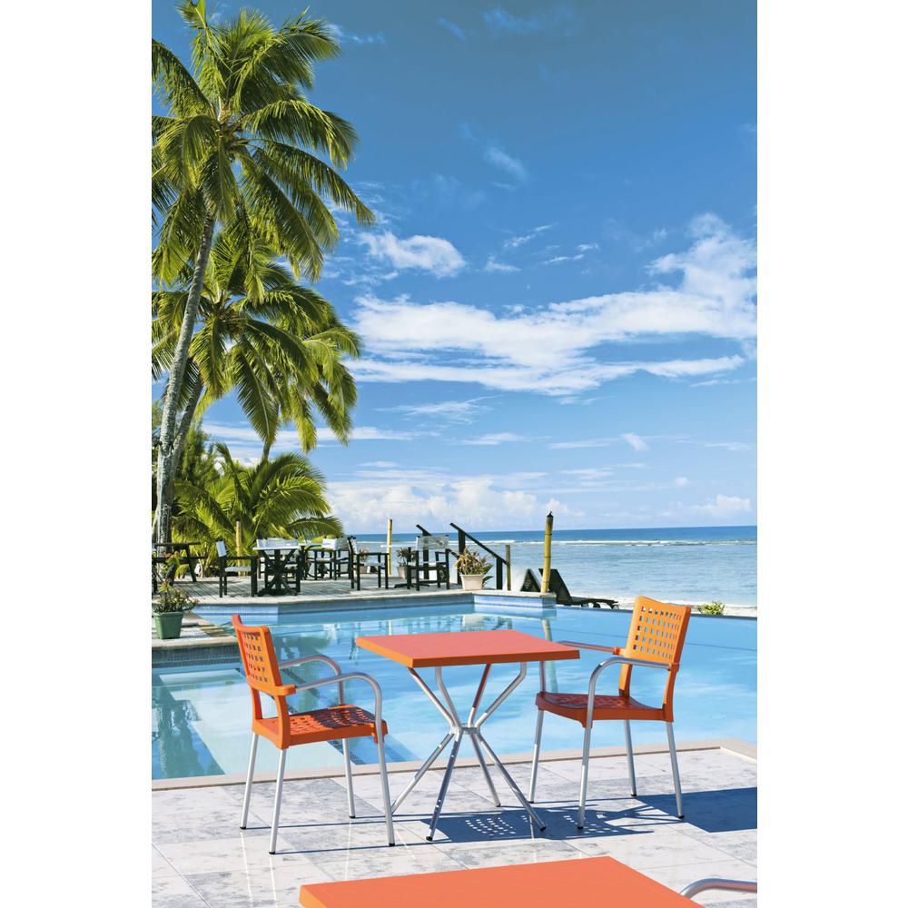 Gala Resin Dining Arm Chair Orange Set of 4. Picture 6