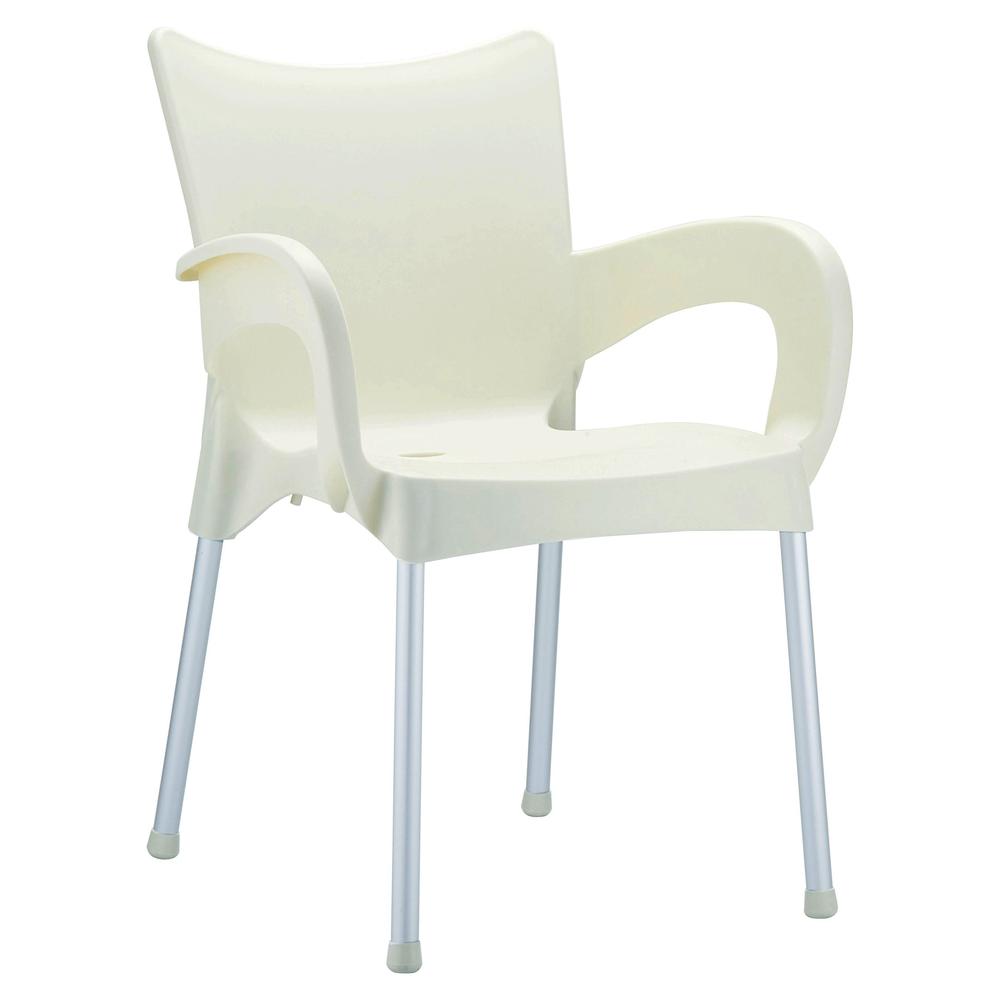 Romeo Resin Dining Arm Chair Beige, Set of 2. Picture 1