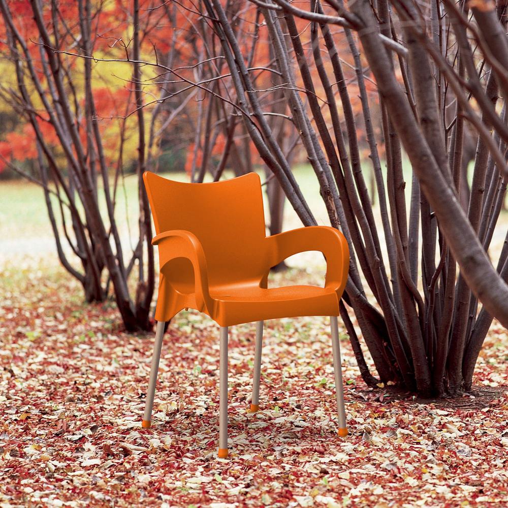 Romeo Resin Dining Arm Chair Orange, Set of 2. Picture 4