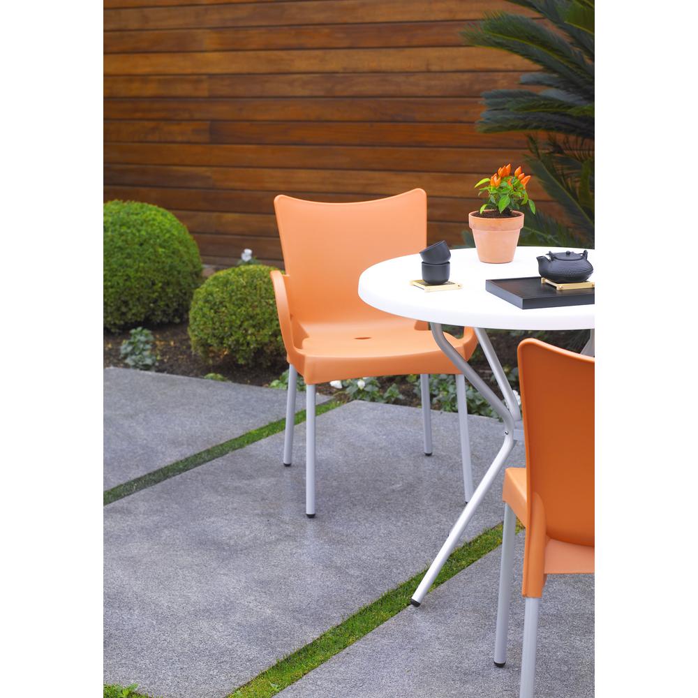Romeo Resin Dining Arm Chair Orange, Set of 2. Picture 5