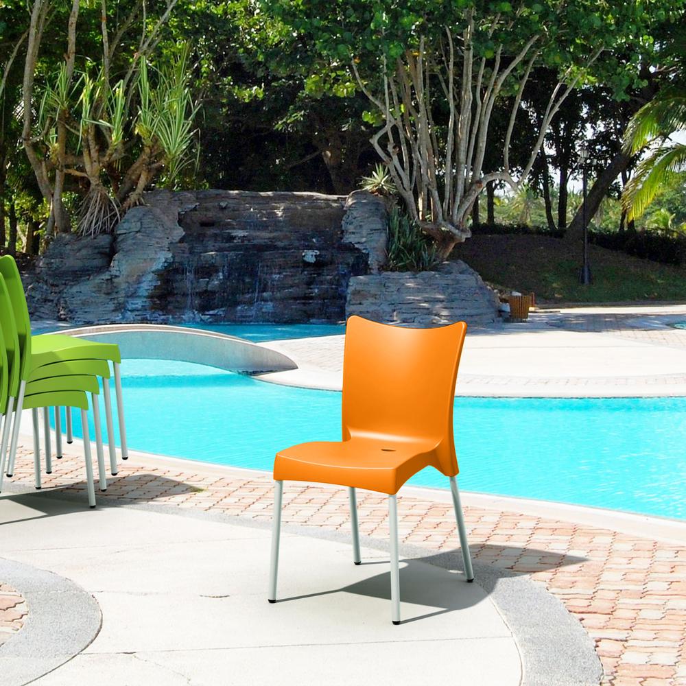 Juliette Resin Dining Chair Orange, Set of 2. Picture 4