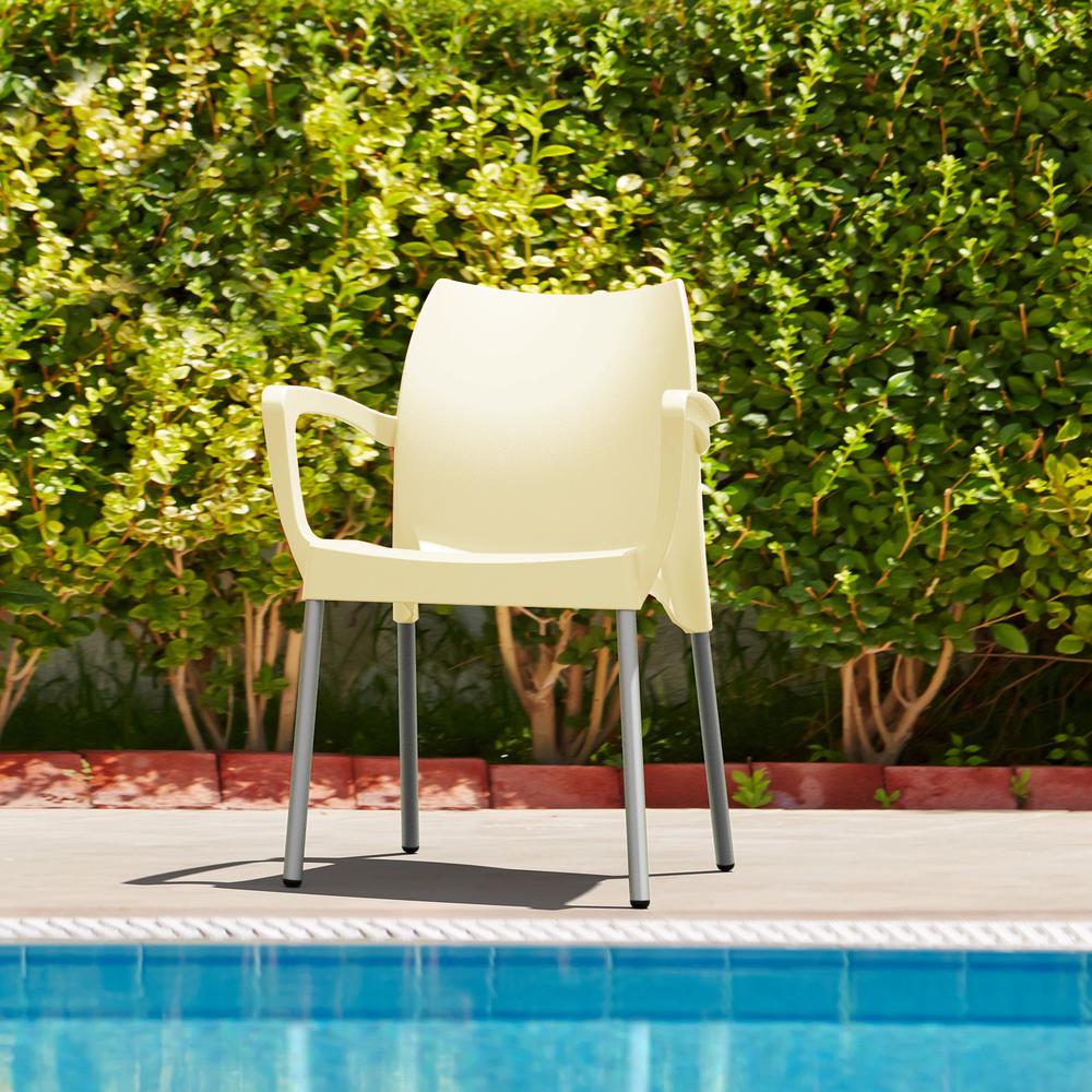 Dolce Resin Outdoor Arm Chair Beige, Set of 2. Picture 2