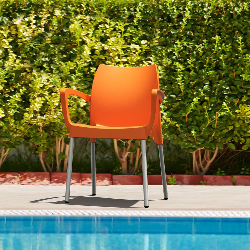Dolce Resin Outdoor Arm Chair Orange, Set of 2. Picture 4