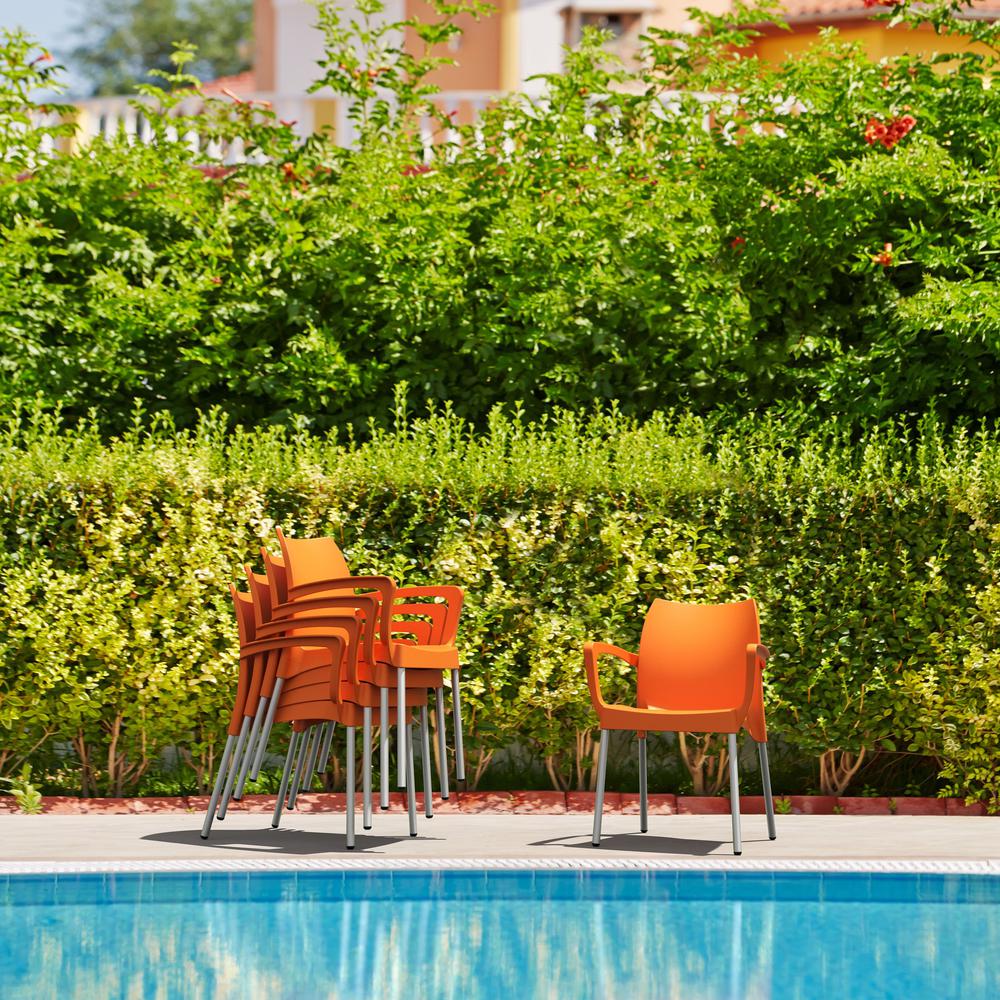 Dolce Resin Outdoor Arm Chair Orange, Set of 2. Picture 5