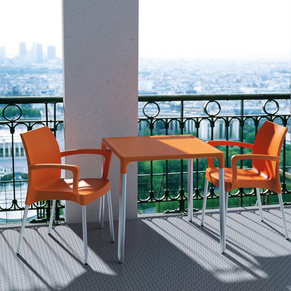 Dolce Resin Outdoor Arm Chair Orange, Set of 2. Picture 6