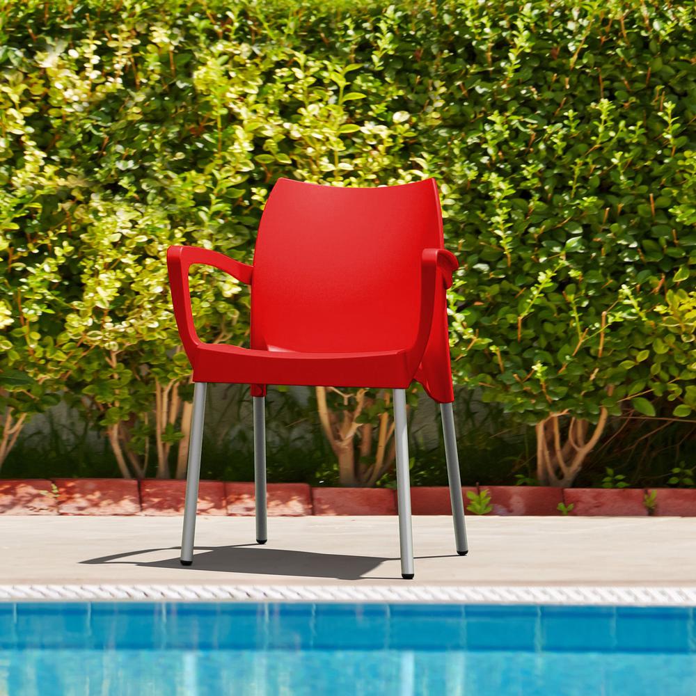 Dolce Resin Outdoor Arm Chair Red, Set of 2. Picture 2