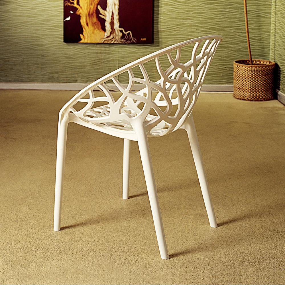 Crystal Polycarbonate Modern Dining Chair Glossy White, Set of 2. Picture 5