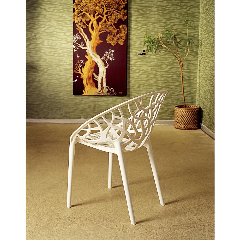 Crystal Polycarbonate Modern Dining Chair Glossy White, Set of 2. Picture 6