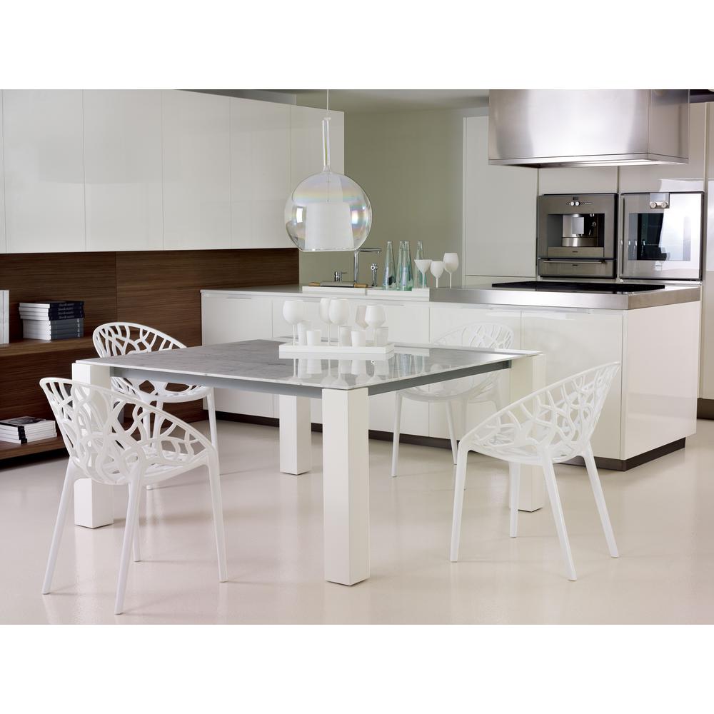 Crystal Polycarbonate Modern Dining Chair Glossy White, Set of 2. Picture 7
