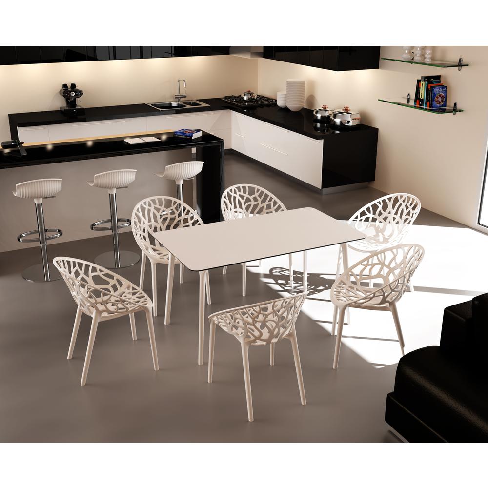 Crystal Polycarbonate Modern Dining Chair Glossy White, Set of 2. Picture 8