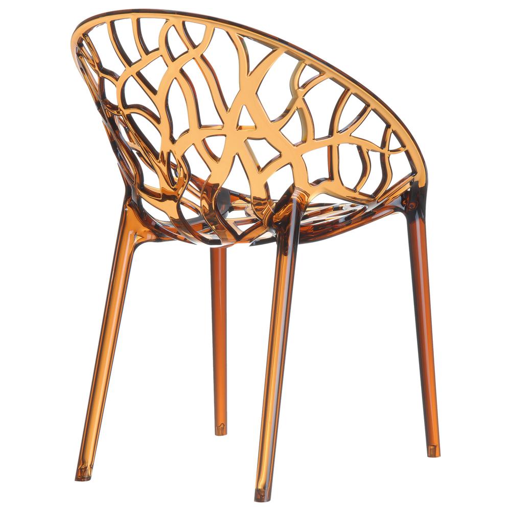 Crystal Polycarbonate Modern Dining Chair Transparent Amber, Set of 2. Picture 2