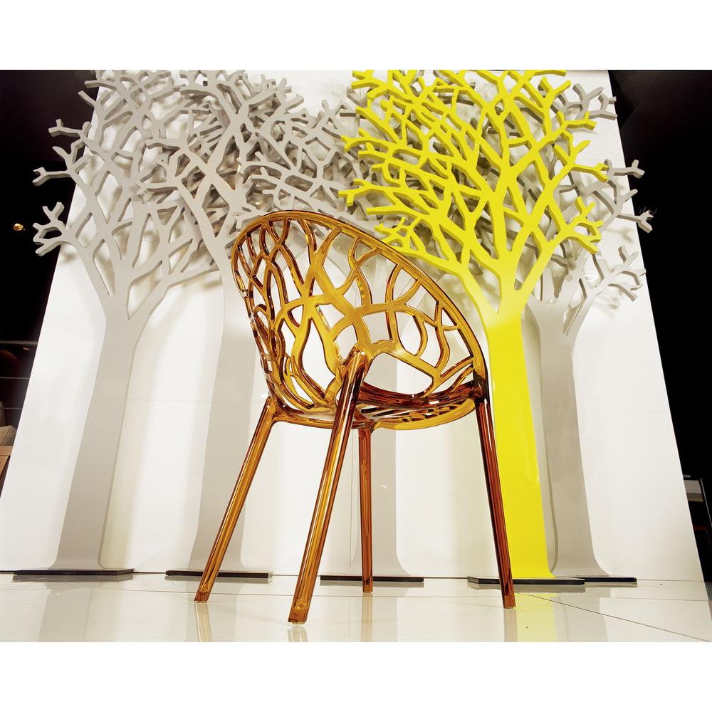 Crystal Polycarbonate Modern Dining Chair Transparent Amber, Set of 2. Picture 6