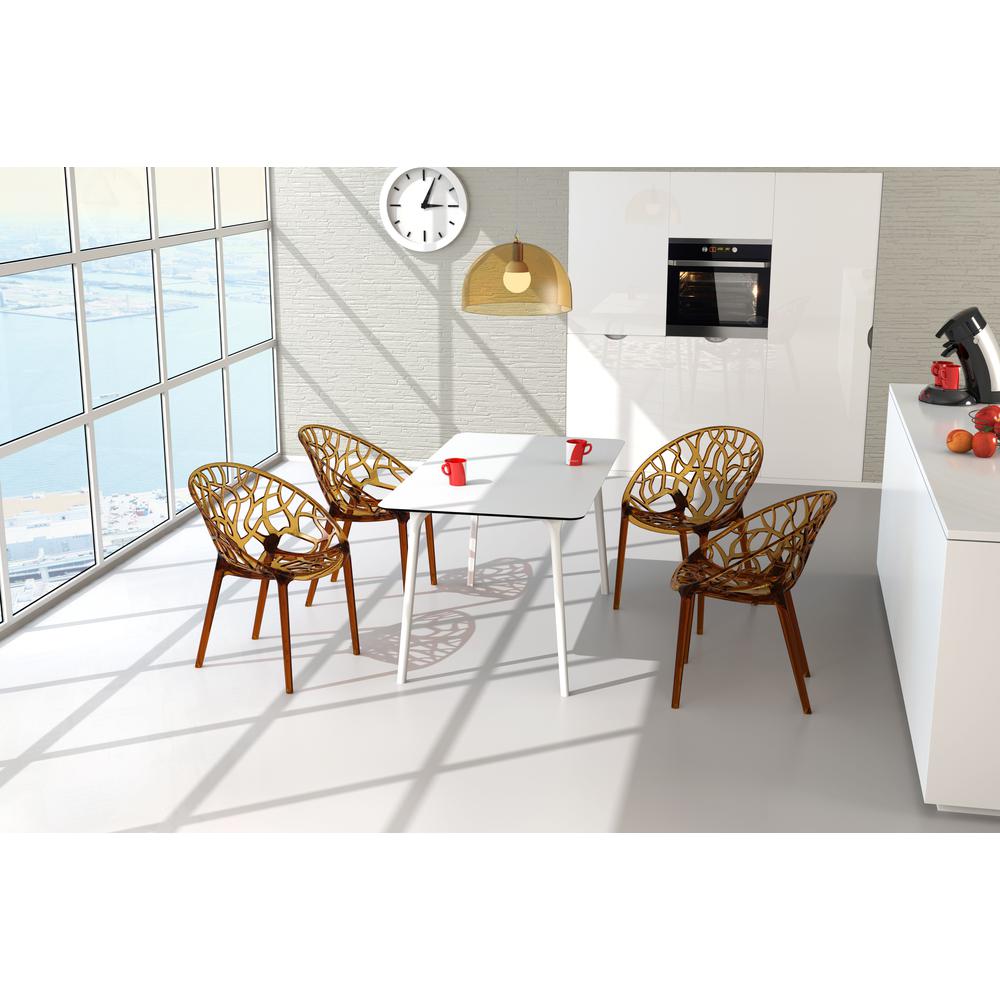 Crystal Polycarbonate Modern Dining Chair Transparent Amber, Set of 2. Picture 7