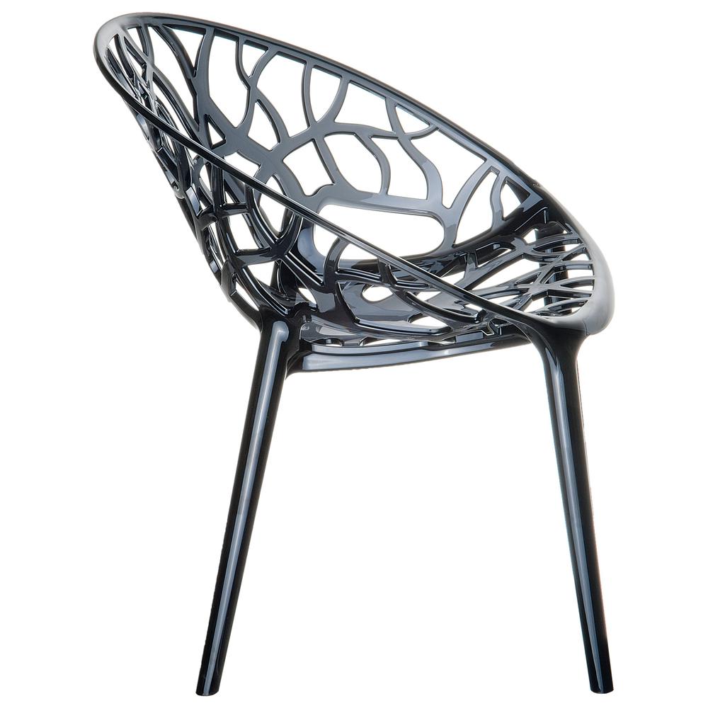 Crystal Polycarbonate Modern Dining Chair Transparent Black, Set of 2. Picture 2