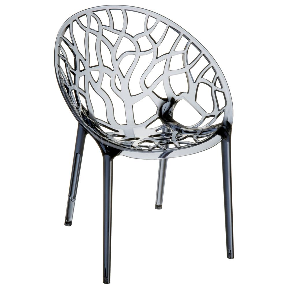 Crystal Polycarbonate Modern Dining Chair Transparent Smoke Gray, Set of 2. Picture 1