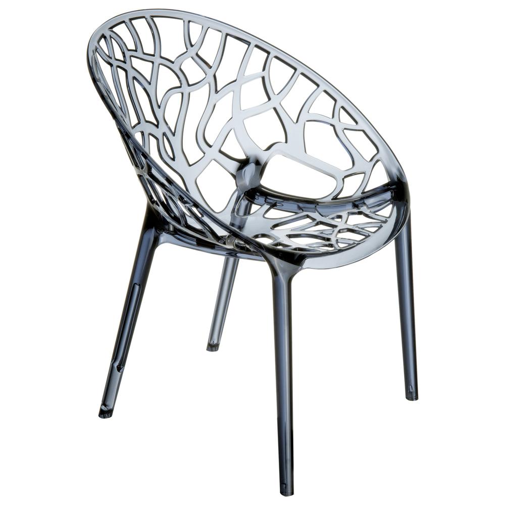 Crystal Polycarbonate Modern Dining Chair Transparent Smoke Gray, Set of 2. Picture 2