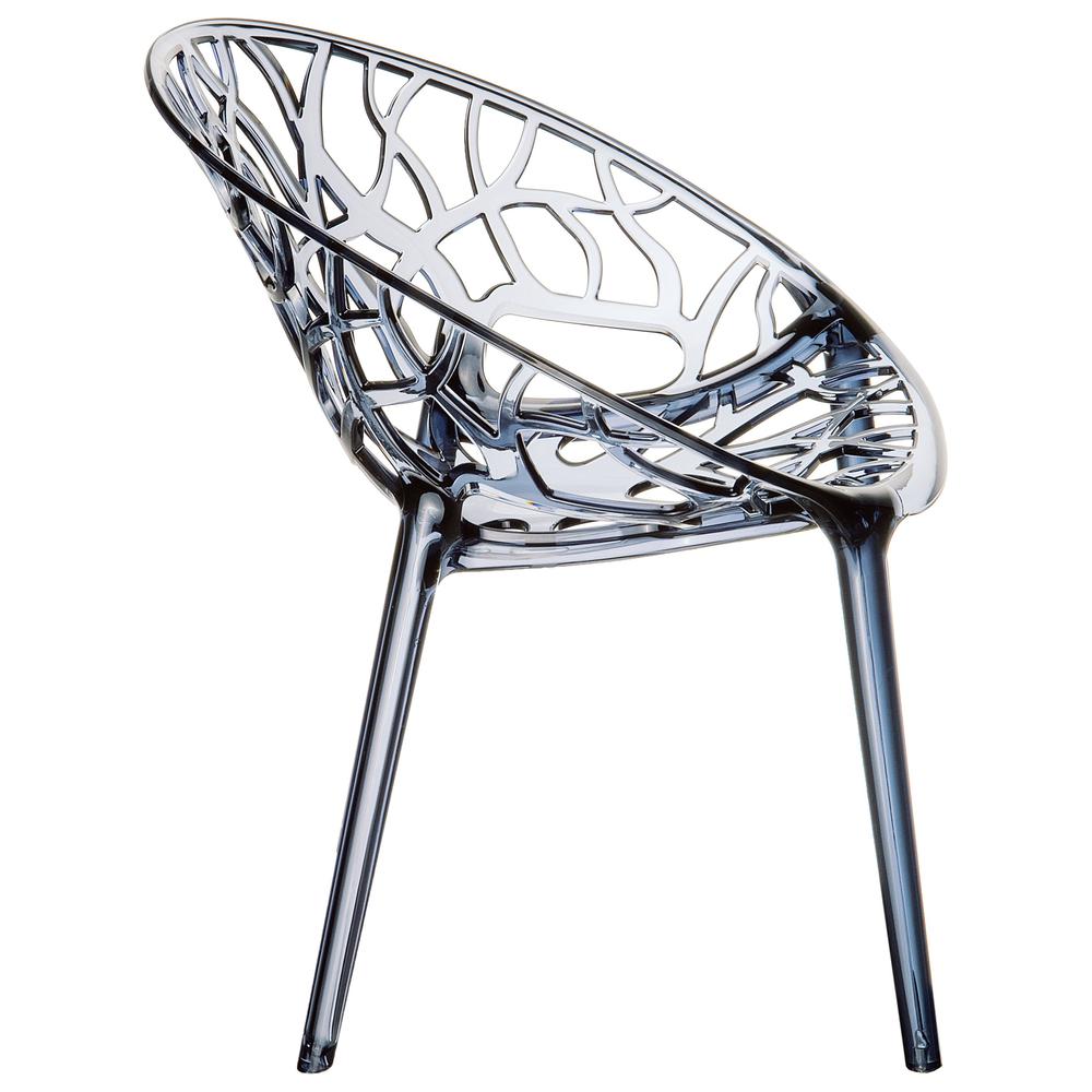 Crystal Polycarbonate Modern Dining Chair Transparent Smoke Gray, Set of 2. Picture 3