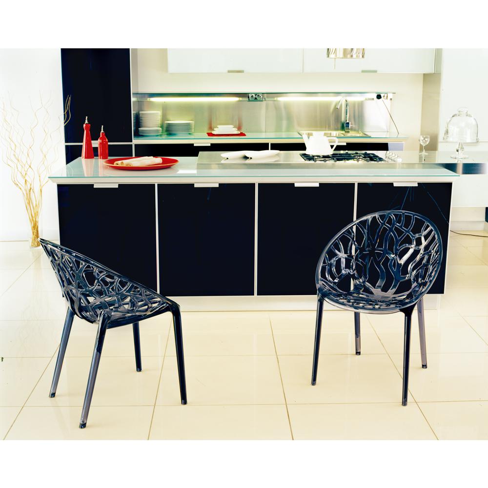Crystal Polycarbonate Modern Dining Chair Transparent Smoke Gray, Set of 2. Picture 5