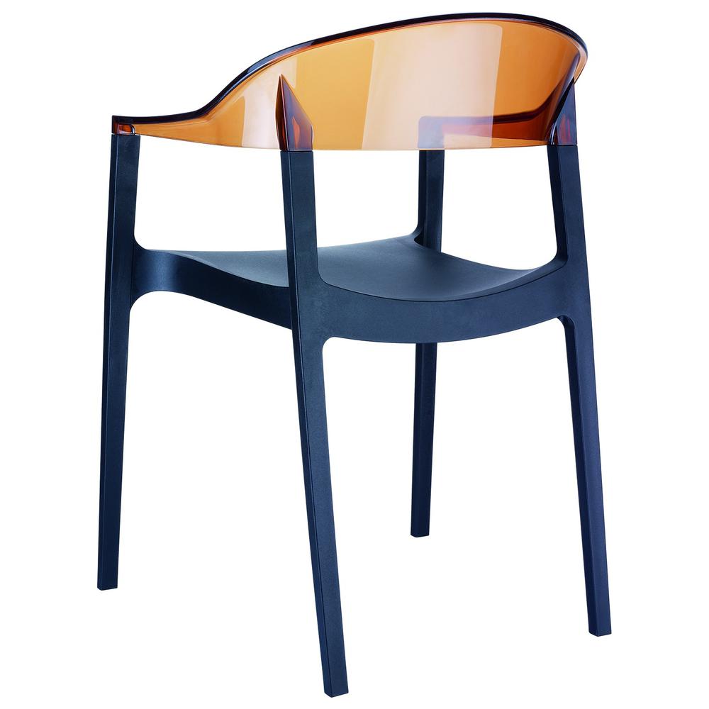 Carmen Modern Dining Chair Black Seat Transparent Amber Back, Set of 2. Picture 2